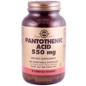 Solgar Pantothenic Acid 550 mg 100 Vegetable Capsules