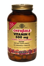 Solgar Vitamin C 500 mg Chewable 90 Tablets - Cran Raspberry Flavor
