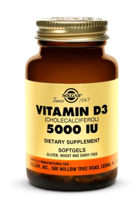 Solgar Vitamin D3 (Cholecalciferol) 5000 IU 100 Softgels