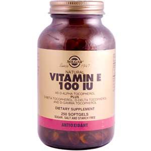 Solgar Vitamin E 100 IU Mixed 250 Softgels (100 IU d-Alpha Tocopherols & Mixed Tocopherols)-UNAVAILABLE