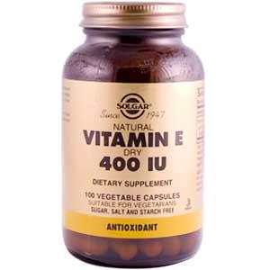 Solgar Vitamin E 400 IU Dry 100 Vegetable Capsules (d-Alpha Tocopheryl Succinate)