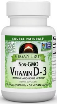 Source Naturals Vegan True Non-GMO Vitamin D-3 2,000 IU 30 capvegi