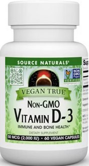 Source Naturals Vegan True Non-GMO Vitamin D-3 2,000 IU 60 capvegi