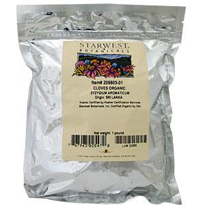 Starwest Botanicals Organic Cloves Whole 1 lb