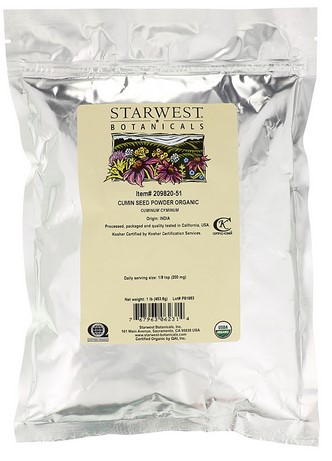 Starwest Botanicals Organic Cumin Seed Powder 1 lb