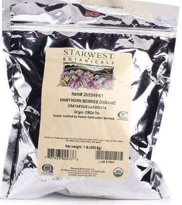 Starwest Botanicals Organic Hawthorn Berries Whole 1 lb