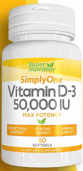 Super Nutrition SimplyOne Vitamin D-3 50,000 IU 50 Softgels