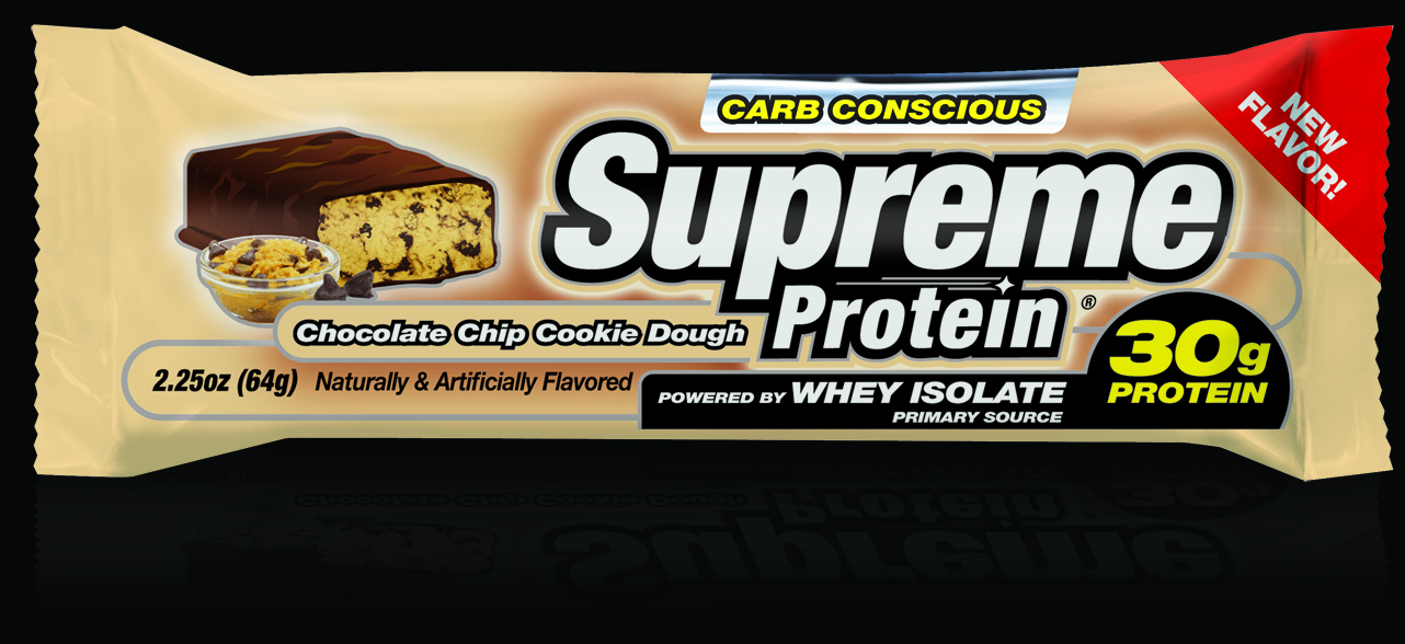 Supreme Protein Bar Chocolate Chip Cookie Dough NEW FLAVOR Carb Conscious 3.4 oz 12box TEMPORARELY UNAVAILABLE