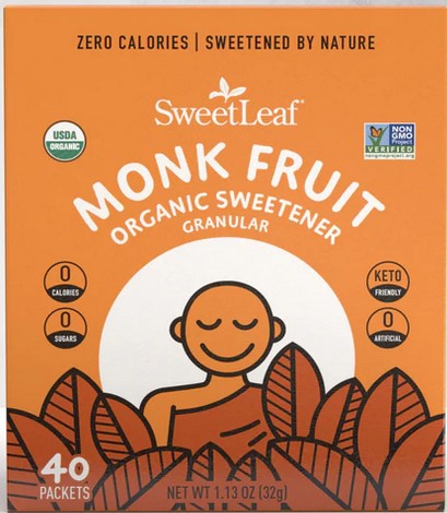 Sweetleaf Stevia - Sweetleaf Organic Monk Fruit Powder Sweetener 40 ct