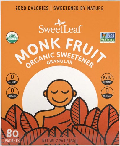 Sweetleaf Stevia - Sweetleaf Organic Monk Fruit Powder Sweetener 80 ct