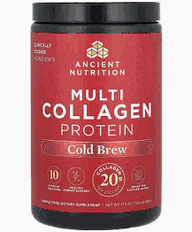  Ancient Nutrition - Dr. Axe Multi-Collagen Protein 1Lb 40 Servings Cold Brew