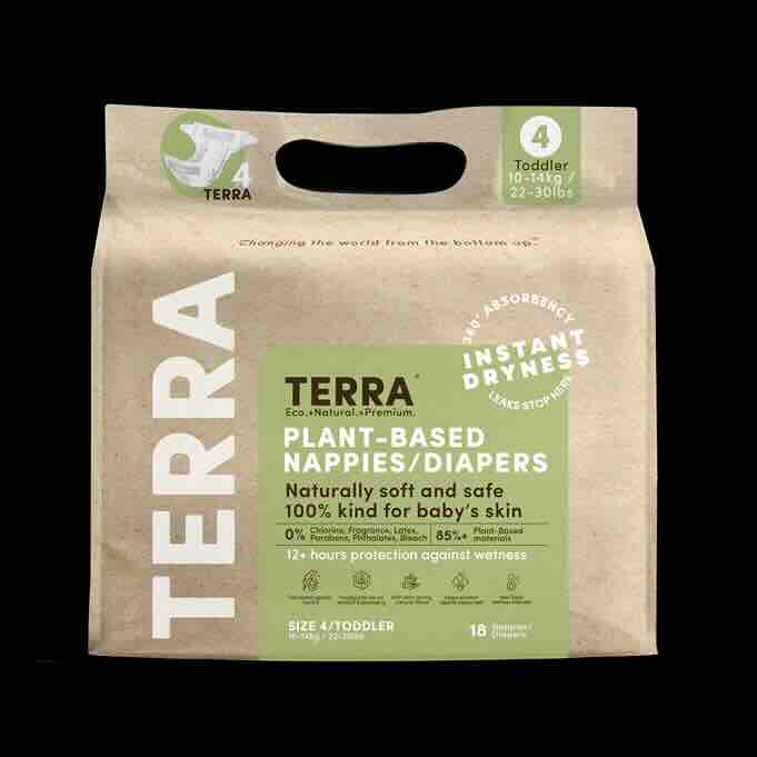 Terra Eco Diaper Toddler Size 4 18 Ea
