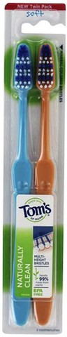 Tom's of Maine Naturally Clean Soft-Bristle Toothbrush Twin Pack 2 pc