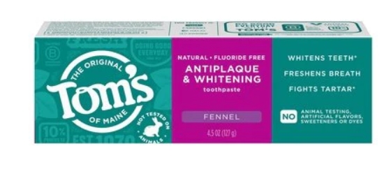Tom's of Maine Toothpaste Antiplaque and Whitening Fennel 4 ounce