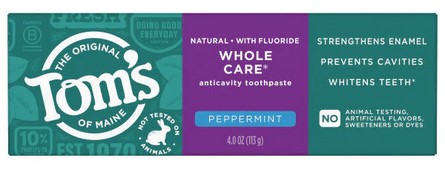Tom's of Maine Toothpaste Whole Care Anticavity  Peppermint 4 ounce