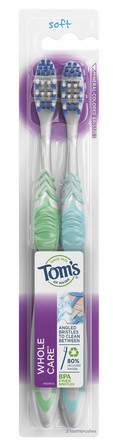 Tom's of Maine Whole Care Soft-Bristle Toothbrush Twin Pack 2 pc