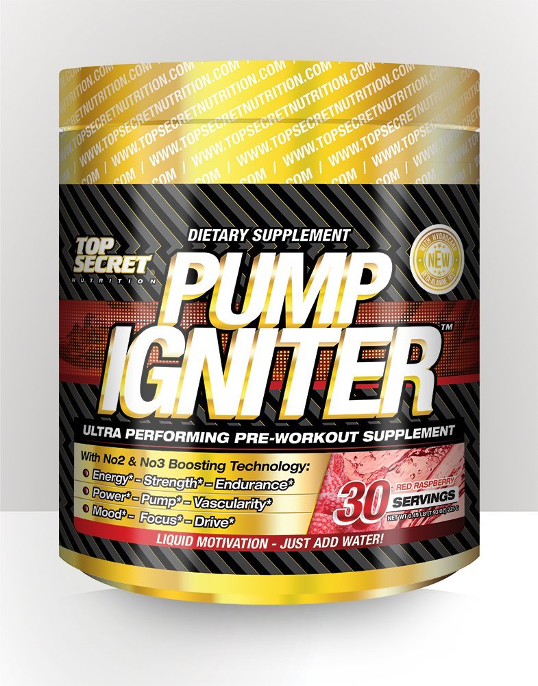 Top Secret - Pump Igniter Pre Work Out Powder Red Raspberry 225GM