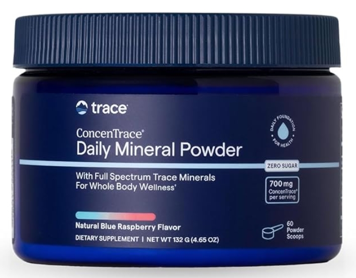 Trace Minerals Daily Mineral Powder 132g Natural Blue Raspberry Flavor 60 Servings