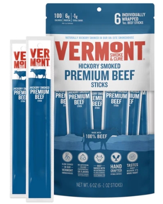 Vermont Smoke & Cure Hickory Smoked Beef Sticks 6 Pack (1oz sticks)