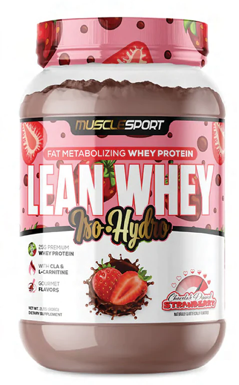 Muscle Sport Lean Whey Iso-Hydro 2pnds 26Serv Chocolate Dipped Strawberry