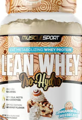 Muscle Sport Lean Whey Iso-Hydro 2pnds 26Serv Cinnamon Bun Cheesecake