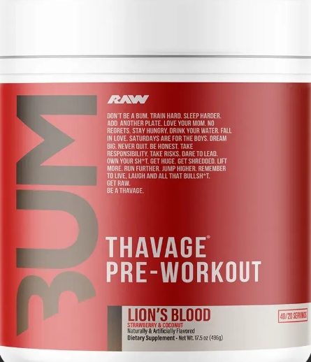 Bum. Thavage Pre-Workout 40 Servings Lions Blood