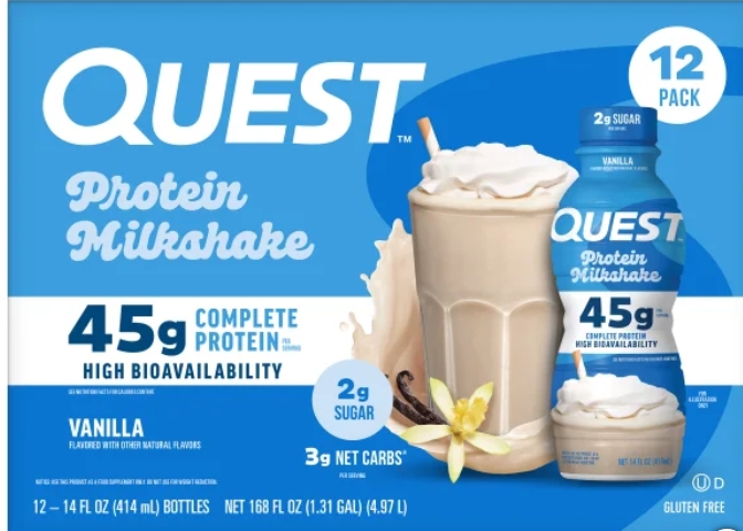 Quest Protein Milkshake 45g Protein 12 pack RTD Vanilla