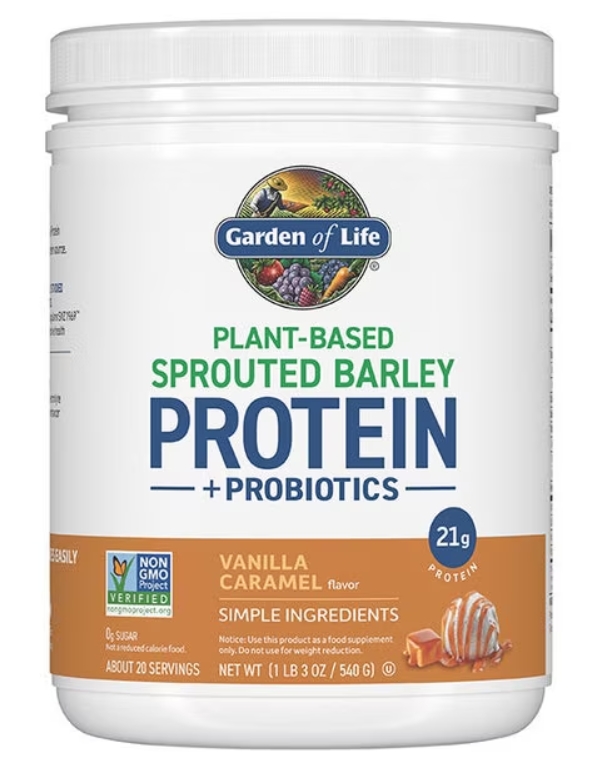 Garden of Life - Plant Based Sprouted Barley Protein + Probiotics 20 Servings Vanilla Caramel Flavor