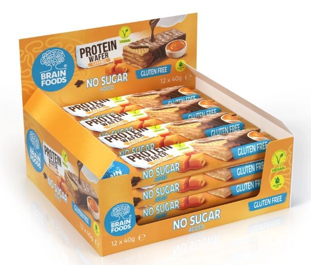 Brain Foods - Wafer  Natural Caramel Flavor No Sugar 12 bars 