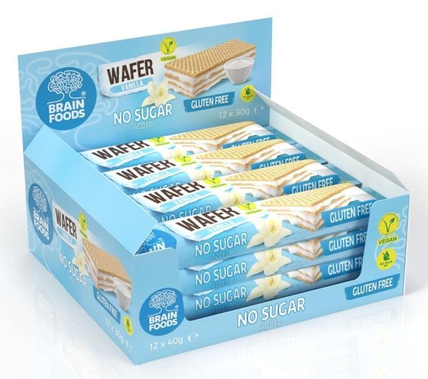 Brain Foods - Wafer  Natural Vanilla Flavor No Sugar 12 bars 