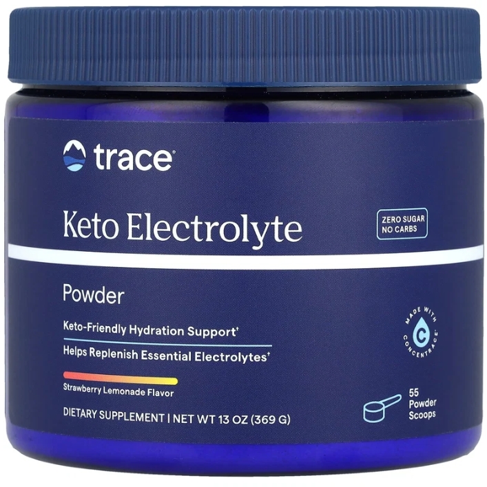 Trace Minerals Keto Electrolyte Powder Straw Lemonade Flavor 13/oz 55 Servings