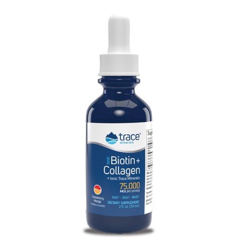 Trace Minerals  Liquid Ionic Biotin + Collagen - 75,000mcg 2 oz.