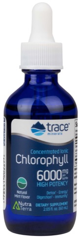 Trace Minerals  Liquid Ionic Chlorophyll 6000 - 6000mg/bottle - Mint Flavor 2 oz.