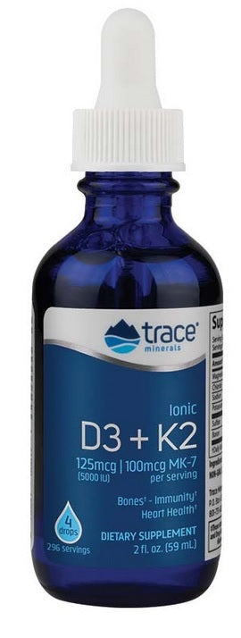 Trace Minerals  Liquid Ionic D3 & K2 - 125 mcg (5,000 IU) D3, 100 mcg K2 (MK-7) 2 oz.