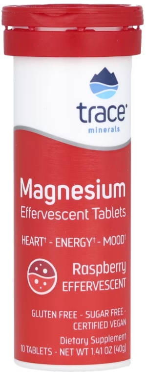 Trace Minerals  Magnesium Effervescent Tablets - Raspberry - Tube 10 Tablets