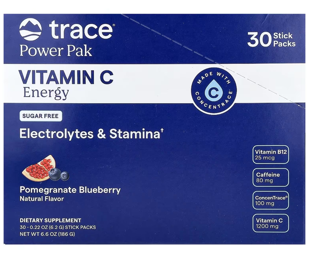 Trace Minerals Power Pak Vitamin C + Energy Sugar Free 30pk Pomegranate Blueberry Flavor                    
