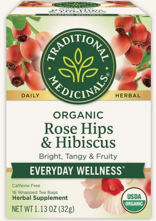 Traditional Medicinals  Herbal Tea Organic Rose Hips & Hibiscus 16ct