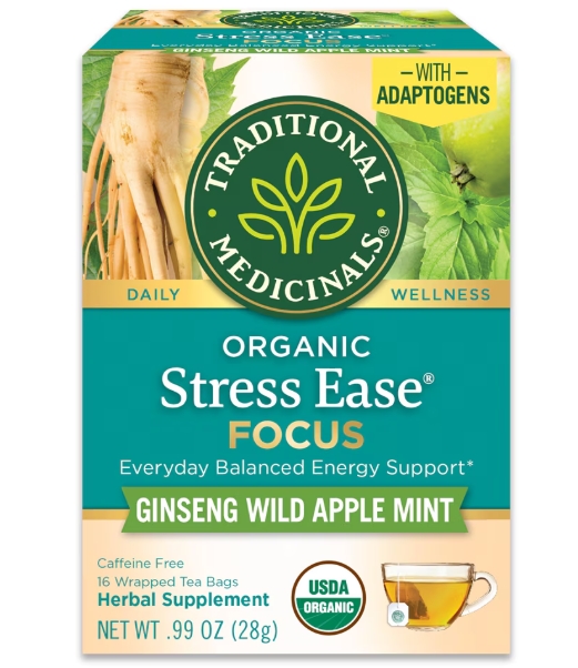 Traditional Medicinals Organic Stress Ease Focus (ginseng wild apple & mint) 16/bag