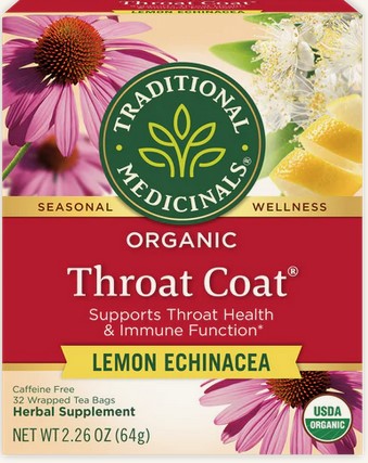 Traditional Medicinals Teas Throat Coat Lemon Echinacea Tea 16 bag