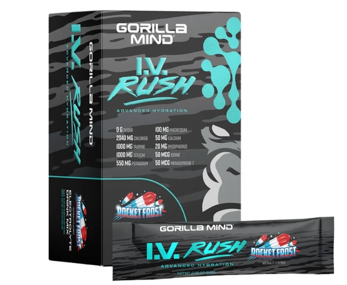 Gorilla Mind I.V. RUSH Electrolyte Mix 12stx Rocket Frost Flavor
