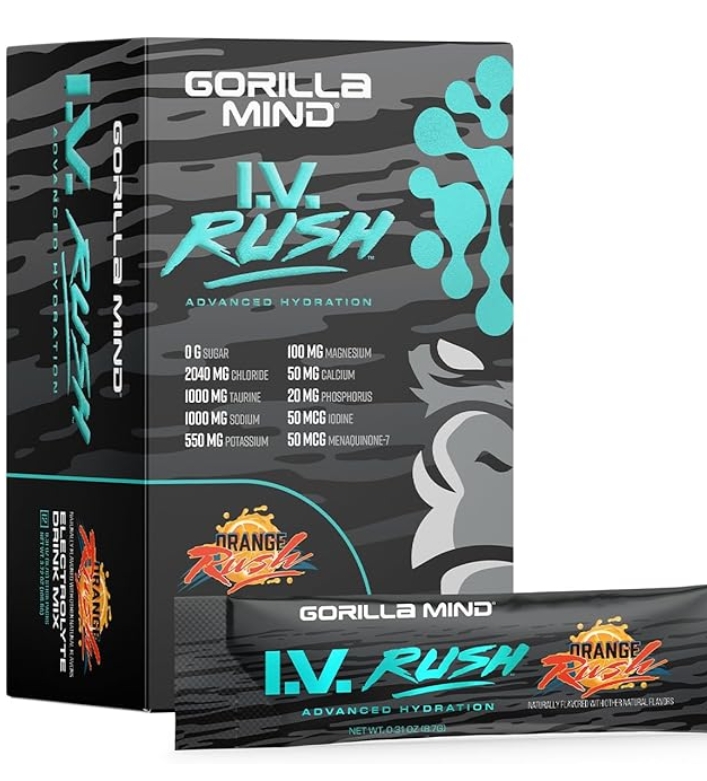 Gorilla Mind I.V. RUSH Electrolyte Mix 12stx Orange Rush Flavor