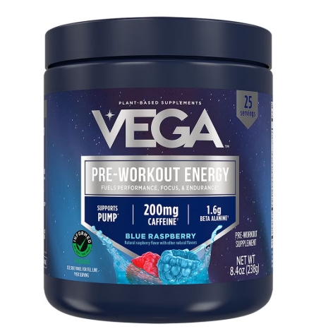 Vega - Pre - Workout Energy 8.4 oz 25 Servings Blue Raspberry