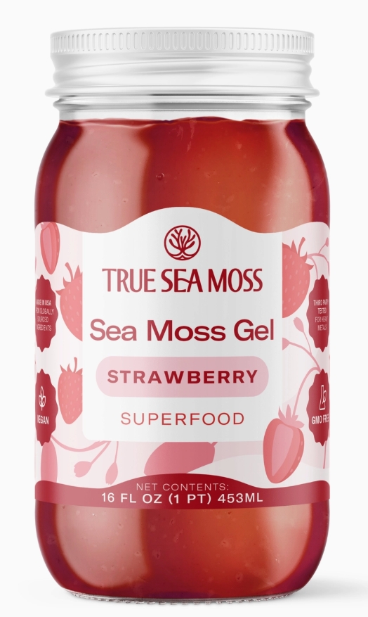True Sea Moss Gel Superfood 16 oz Strawberry Flavor