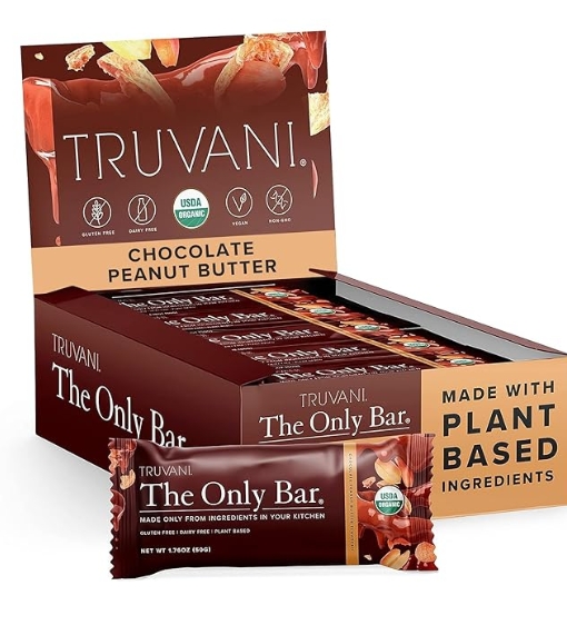 Truvani The Only Bar 7g Protein 12 Bars Chocolate Peanut Butter