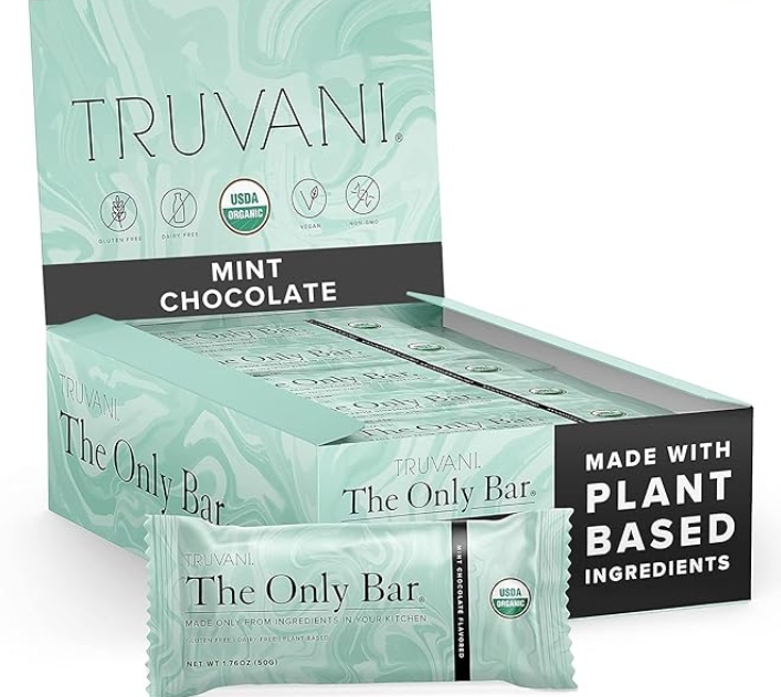 Truvani The Only Bar 7g Protein 12 Bars Mint Chocolate Flavored 
