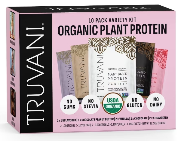 Truvani Variety Plant-Based Protein Powder - Variety Pack - 10ct Single Serving Packets