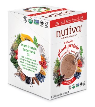 Nutiva Organic Plant Protein Superfood 30 Shake, Chocolate, 1.2 Oz, 10 Ct-UNAVAILABLE