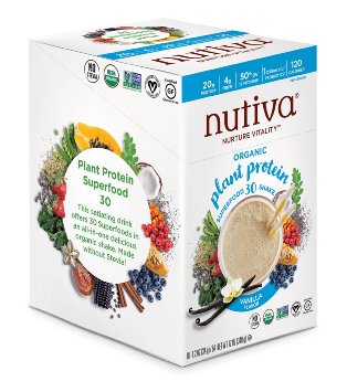 Nutiva Organic Plant Protein Superfood 30 Shake, Vanilla, 1.2 Oz 10 Ct TEMPORARELY UNAVAILABLE