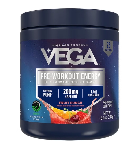 Vega - Pre - Workout Energy 8.4 oz 25 Servings Fruit Punch