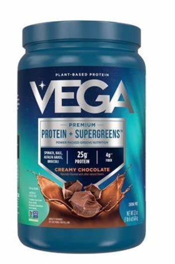 Vega - Premium Protein + Supergreens 13 Servings Creamy Chocolate Flavor